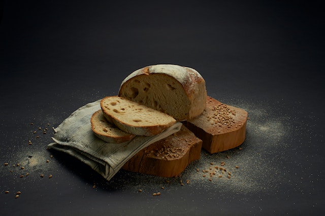 Fresh loaves of whole grain bread