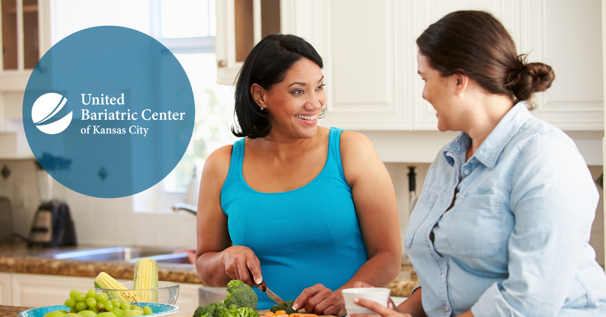 Two women preparing a healthy meal