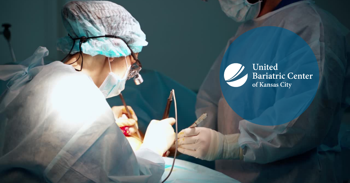 Two bariatric surgeons operating on a patient